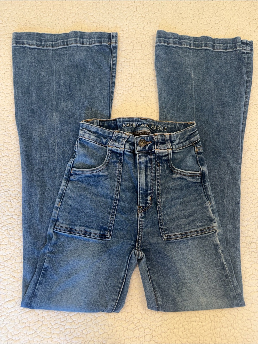 American Eagle 00 Regular Bell Bottom Flare Jeans Blue Y2K